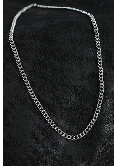 316l Çelik Klasik Oval Zincir Model Gümüş Renk Erkek Kolye Renkli