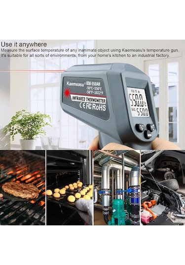 Springsun Dijital Termometre Tek Lazer Çizgili Temassız Nesne Sıcaklık Ölçüm Aracı Elde Taşınabilir Anahtarlanabilir Ölçüm