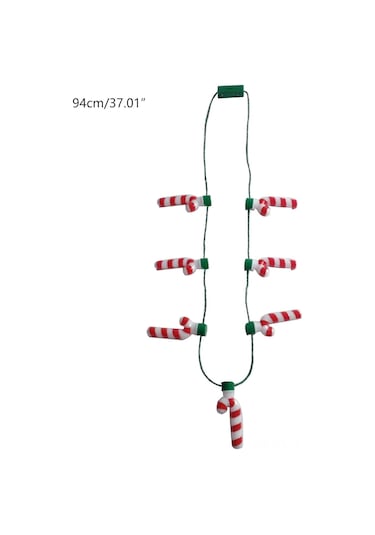 Dofolink Noel Işıklı Kolye - Şeker Asa Desenli 7 Led'li Parıldayan Dekoratif Aksesuar 2 Adet - Su Geçirmez, Işık Seviyesi Ayarlanabilir