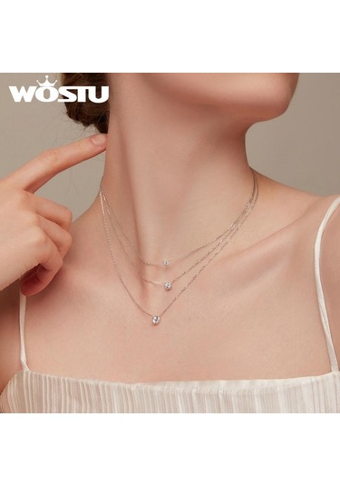 Wostu Muhteşem Parlak Gerdanlık 100% 925 Ayar Gümüş Geometrik Kesim Köpüklü Zirkon Kolye Kolye Düğün Takısı, Seçenekler: 0.4cm