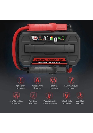 Lokithor J403hd 12v 10.000amp Li-polimer Akıllı Akü + + Led Lamba