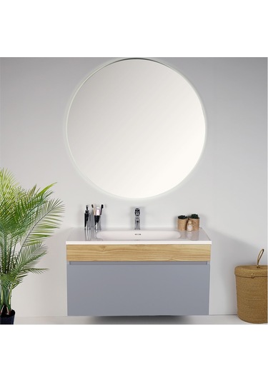 Kobos Harmony 100 Cm Banyo Dolabı Seti Light Grey + Meguro Gri