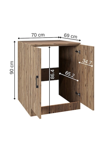 Çamaşır Kurutma Makinesi Alt Dolabı Kapaklı Banyo Alt Dolap.55 Atlantik Çam