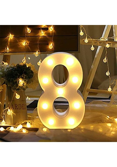 Sayı Işıkları, İşaretler, Düğün Doğum Günü Partisi Noel Lambası Gece Lambası Ev Bar Dekorasyonu İçin Sayı Harflerini Aydınlatır 8 Çok Renkli
