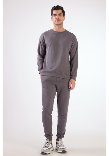 Dufy Antrasit Bisiklet Yaka Regular Fit Erkek Sweatshirt Antrasit