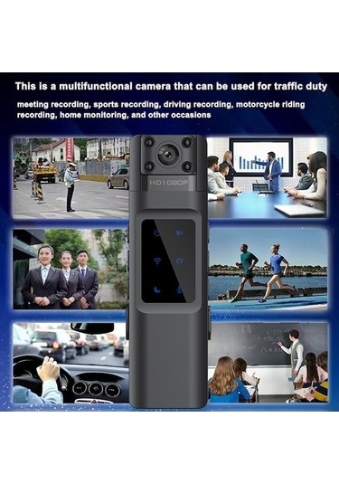 Ulzyvf Haikou Yüksek Netlik Wifi Video Kamera, Kompakt Klipsli Kızılötesi Gece Görüşlü Taşınabilir Aksiyon Kamerası Siyah Siyah