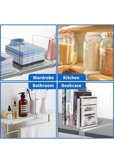 8/6/4/2 Adet Şeffaf Dolap Rafları Dolap Düzenleyici Kumaş Bölücü Beyaz
