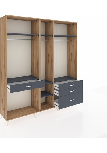 Hyperion Dolap 7 Raflı 4 Çekmeceli 3 Askılı 220x44x243 Çam-antrasit/antrasit Antrasıt/antrasıt Hyperion Dolap 7 Raflı 4 Çekmeceli 3 Askılı 220x44x243 Çam-antrasit/antrasit Antrasıt/antrasıt