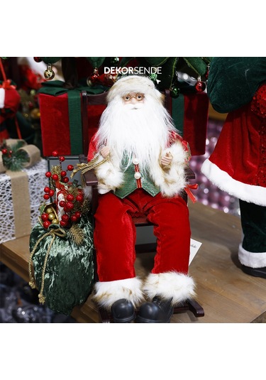 Yılbaşı Süsü Sandalyeli Noel Baba 50x35 Cm