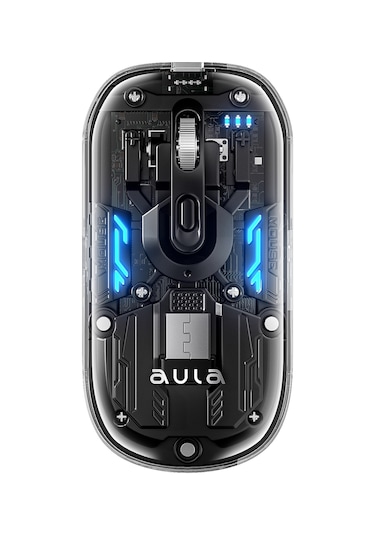 Aula Am210 Dual Mode Bluetooth Ve Kablosuz 1600dpı Rgb Şeffaf Şarjlı Mouse
