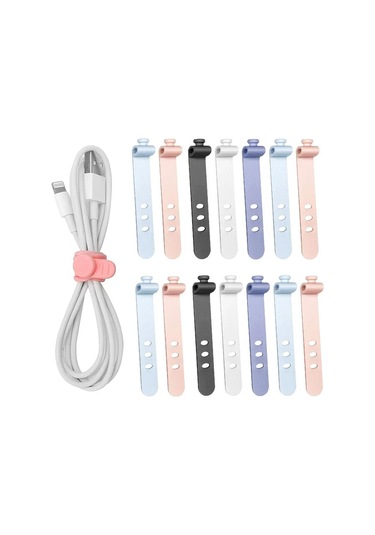 Reedark 5'li Paket Yumuşak Silikon Kablolama Bağı - Usb, Kulaklık Kabloları İçin Ayarlanabilir Organizatör 5 Renk