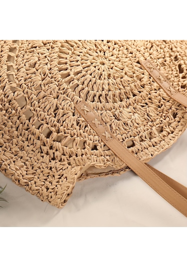 Yuvarlak Hasır Dokuma Kadın Çantası,