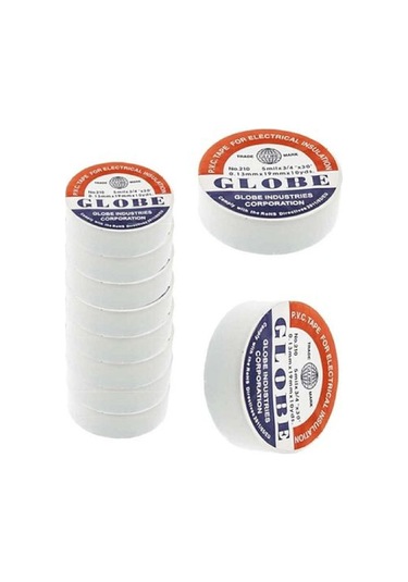 Globe No210-by-10 ,19mmx10mt 10-adet Beyaz İzole Bant