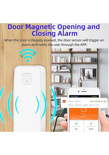 Moly Tuya Akıllı Kapı Pencere Sensörü - Uzak Kontrol, Alarm, Akıllı Ev Güvenliği, Smartlife/tuya Uyumluluğu
