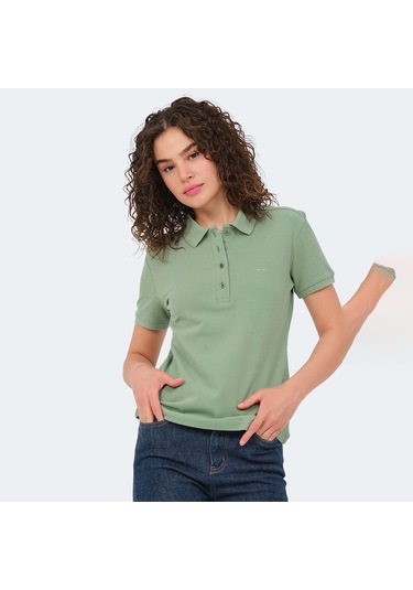 Slazenger VERA I Kadın Polo Yaka Açık Yeşil Tişört