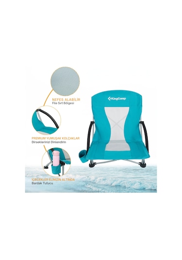 Kingcamp Lilac Beach Chair Plaj Ve Dinlenme Sandalyesi 2'li Set Cyan Turkuaz