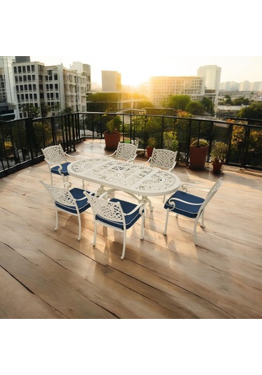 Helen 6 Kişilik Döküm Masa Takımı Rehome Beyaz