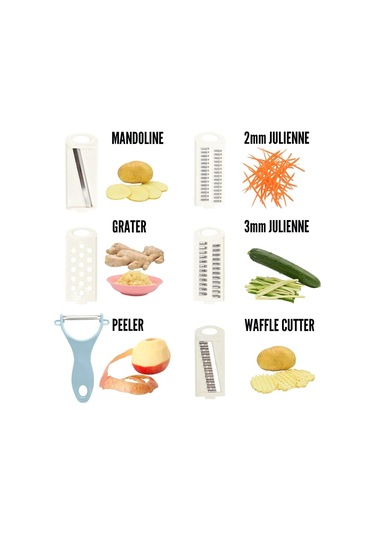 Mutfak İçin 5'i 1 Arada Mandolin Dilimleyici, Patates Cipsi İçin Çok Bıçaklı Sebze Doğrayıcı, Sebze Doğrayıcı, Mavi Diğer