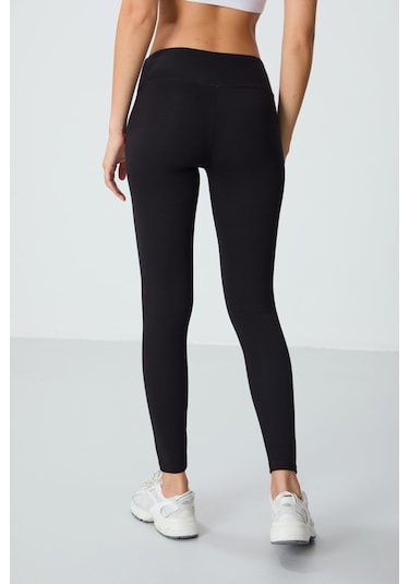 Tommy Life Siyah Yüksek Bel Termal Slim Fit Dar Paça Kadın Tayt - 94577 SiYAH