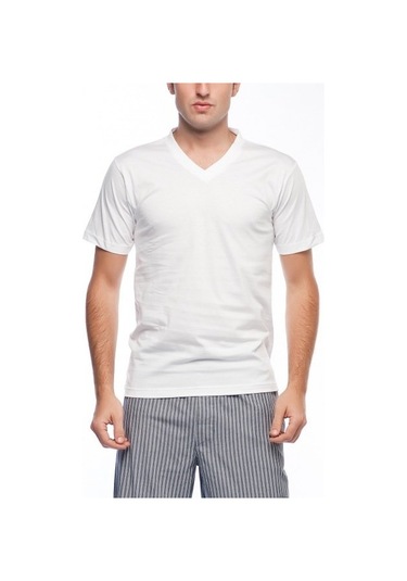 Nbb 707 Erkek Kısa Kollu V Yaka Atlet Beyaz
