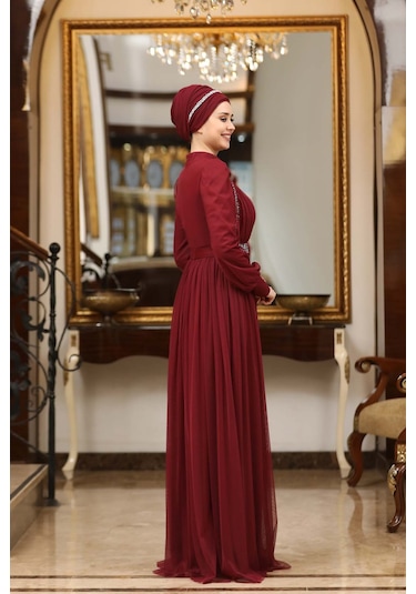 Melisma Efsane Tesettür Abiye Bordo