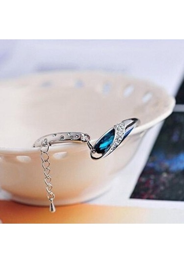 Kadın Moda Rhinestone Kelebek Takı Seti Kolye + Küpe + Bilezik Çok Renkli