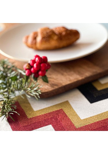 Alesta Home 6'lı Zigzag Desenli Kumaş Amerikan Servis 50 x 35 CM Kırmızı