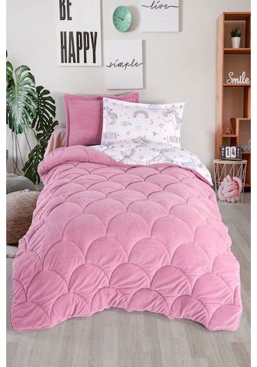 Nordqueen Wellsoft Tek Kişilik Uyku Seti Çift Taraflı Unicorn Beyaz Beyaz