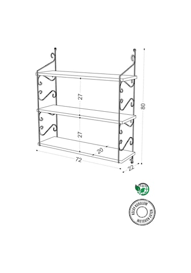 Decormet Seramoni Raf Seti 3 Raflı 200 720 Safir Meşe - Mal Safir Meşe