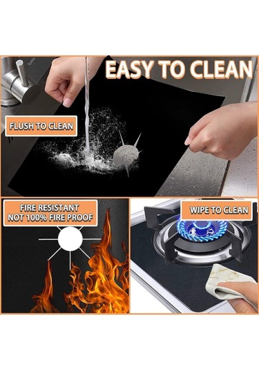 İsgstore Yıkanabilir Ocak Leke Önleyici Katlanır Folyo 4 Adet Ocak Yağ Koruyucu Folyo Yanmaz