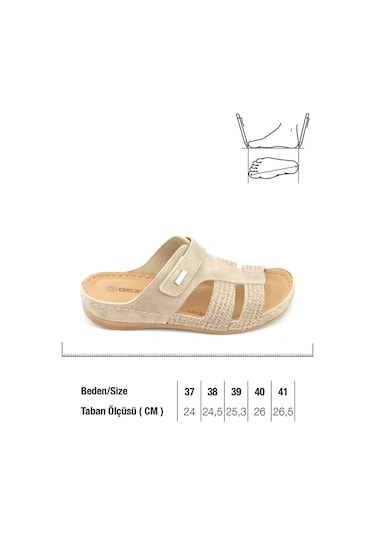 Gezer Yazlık Kadın Suni Deri Rahat İç Taban Tek Cırtlı Kemer Ayarlanabilir Günlük Terlik Gt1yze.14917.04.012.g8 Bej
