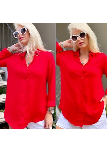 Dokuma Viskon Kumaş Efsane Gömlek Kırmızı