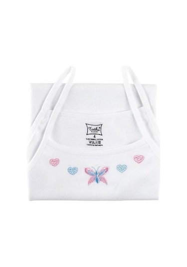 Tutku İç Giyim İp Askılı İşlemeli Kız Çocuk Atlet 6'lı - Beyaz