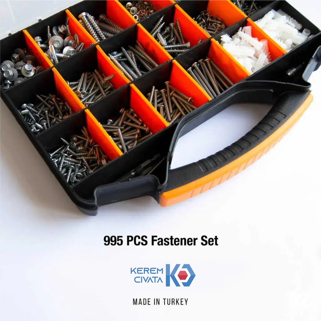 Kerem 995 Parça 24 Çeşit Vida, Dübel, Somun Ve Pul Seti 25CM