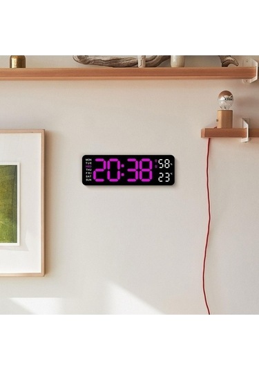 Ankatek Suntek Led Duvar Saati Dijital Gül-kırmızı-açık-siyah, Modern Tasarım Kırmızı - Siyah Kırmızı - Siyah
