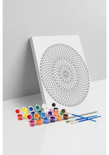Örgü Desenli Mandala Ahşap Boyama Seti 40x50 Cm