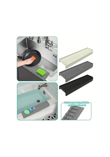 Willowhaven Siyah 20x7.4 Inç Emişli Katlanır Banyo Mutfak Splash Koruyucu Siyah