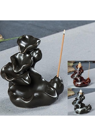 Kırmızı Mini Çin Tarzı Tütsü Tutucu Dağ Akışı Seramik Tütsü Brülör