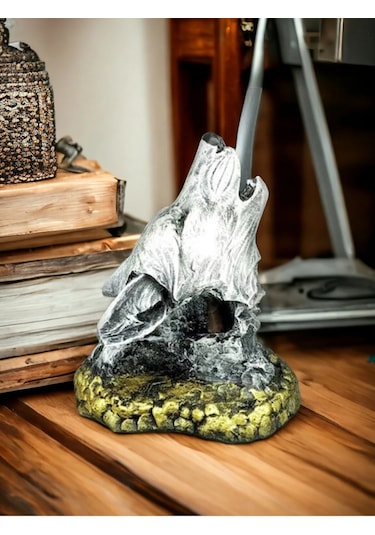 Kurt Tütsülük Figür Biblo Dekoratif Kurt 20cm Dumanlı