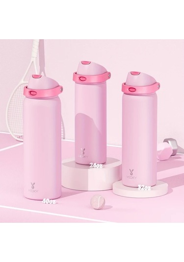 Maxaccess Night - 32 Oz 32oz Çift Taraflı Açılır Kapaklı Su Matarası, 304 Paslanmaz Çelik, Pembe Ve Beyaz, Spor Ve Outdoor Aktivite Gece - 32 Oz