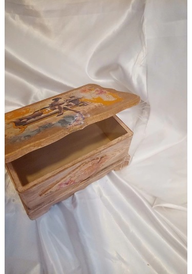 Sevgili Hediye Kutusu Sevgililer Günü Ahşap El İşi Hand Made Mücevher Kutusu Orta Boy