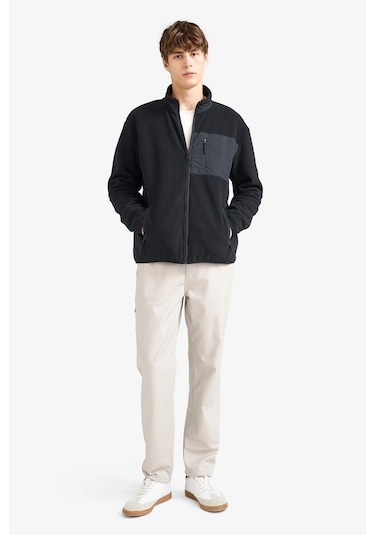 Defacto Regular Fit Dik Yaka Fermuarlı Polar Hırka A6892ax25wnbk81 Siyah