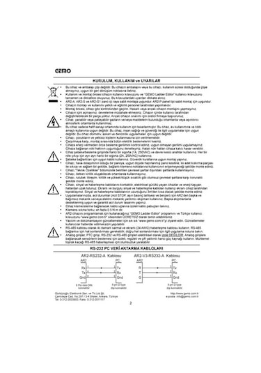 Gemo Ar2-P-24Vdc-10D2A-Rtc- Ar2-A-P-230Vac-10D2A-Rtc Panel Tipi