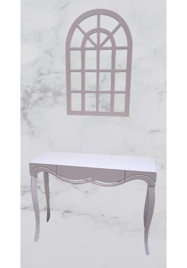 Dresuar CNC Çökertme Model Ahşap MDF Beyaz Lake Tabla Kayın Avangart Ayak El Yapımı Beyaz