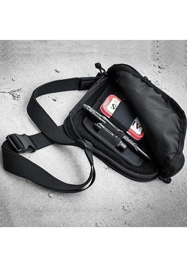 Hangfox Siyah Nilon Taktik Çanta İç Inserti - Modüler Ağızlı Çantalar İçin, El Feneri, Kalem, Anahtar Vb. Küçük Eşyalar İçin Organizatör Panel 19x13cm