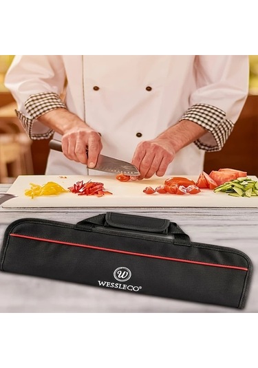 Fochsia 5 Gözlü Profesyonel Şef Bıçağı Kılıfı - Kırmızı - Mutfak Seyahat Kamp İçin Dayanıklı Bıçak Çantası Kırmızı