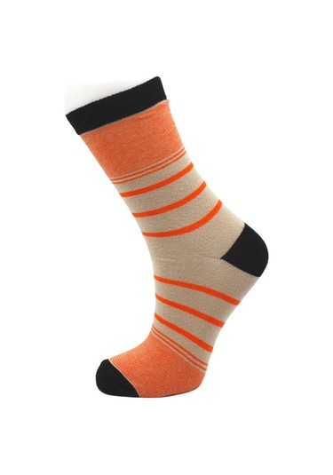 Kadın Çok Renkli Kalpli Çizgili Desenli Pamuklu Soket Uzun Çorap 4'lü Paket Çok Renkli