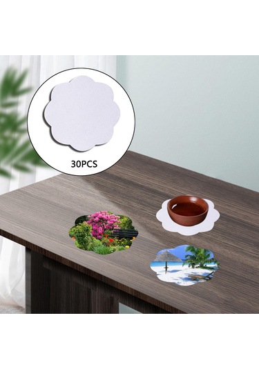 Homyl 30 Adet Boş Coaster Süblimasyon Isı Transfer Baskı Beyaz