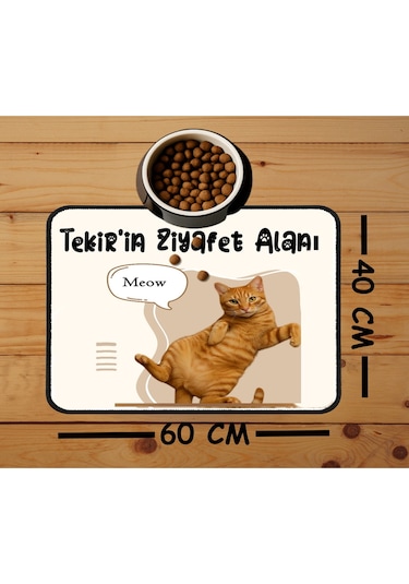 Fotoğraflı Ve İsimli Kedi Köpek Mama Paspası Ve Mama Önü Tuvalet Önü Paspas 40x60cm Çok Renkli