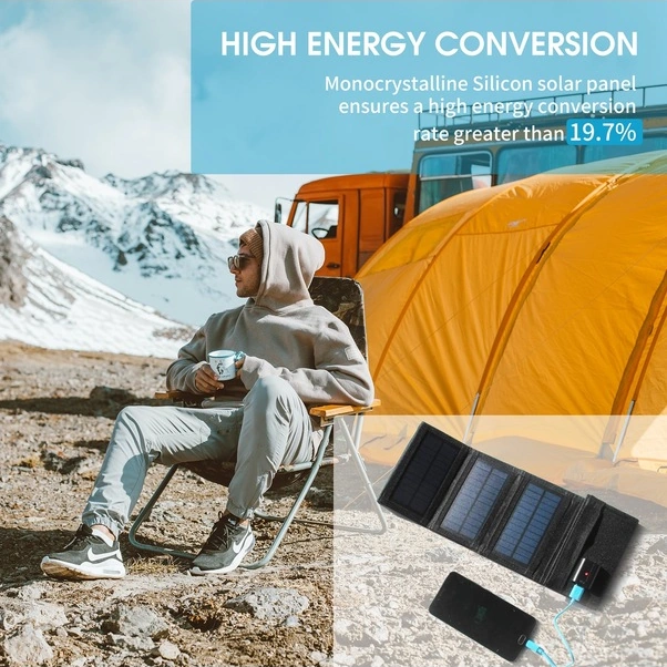 Fortunelane Katlama Şarj Paneli, 7.5w Taşınabilir Güneş Enerjisi, Kamp & Seyahat İçin Usb Çıkışlı